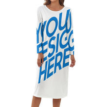 Cargar imagen en el visor de la galería, Camisón de dormir largo de casa Pijama Vestido Cómodo Suave para mujer AEQ Personalizado con Impresión Completa de una imagen con Foto Logo Patrón Texto