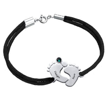 Cargar imagen en el visor de la galería, Pulsera de Pie de Bebé con Piedra Nacimiento Cuerda Satinada para Mujer Hombre S0034 Grabada Personalizada con Texto Nombre
