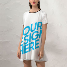 Cargar imagen en el visor de la galería, Vestido Holgado de Manga Corta Casual para Mujer NZ011 Personalizado con Impresión Completa con Foto Logo Patrón Texto