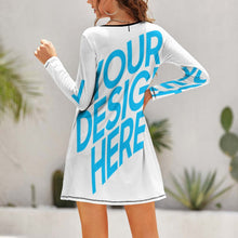 Cargar imagen en el visor de la galería, Vestido Estampado con Impresión Completa Cuello Redondo de Manga Larga para mujer NZ015 Personalizado de una imagen con Foto Logo Patrón Texto