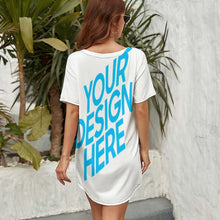 Cargar imagen en el visor de la galería, Vestido Suelto / Camiseta Larga con Manga Murciélago para Mujer NZ023 Personalizado con Impresión Completa con Foto Logo Patrón Texto