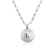 Cargar imagen en el visor de la galería, Collar con colgante redondo longitud ajustable en plata de ley 925 chapado de oro rosa de 18K para mujer hombre X0055 Personalizado con texto nombre letra