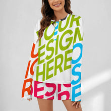 Cargar imagen en el visor de la galería, Conjunto de pijama de 2 piezas para mujer 203 camiseta manga larga abotonada + pantalón corto personalizado con patrón foto texto (impresión de imágenes múltiples)