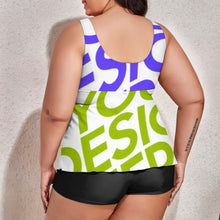 Cargar imagen en el visor de la galería, Tankini / Traje de Baño Talla Grande de Dos Piezas de Moda para Mujer QZ6065 Personalizado con Impresión Completa de múltiples imágenes con Foto Logo Patrón Texto