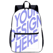 Cargar imagen en el visor de la galería, Mochila Infantil de 17 Pulgadas Grande Capacidad con Bolsillo de Cremallera para Adultos Ninos Estudiantes Trabajo XB0604086 Personalizada Impresion Completa con Foto Logo Patrón Texto