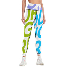 Cargar imagen en el visor de la galería, Leggings Deportivos para Fitness Gimnasio Pantalones de Yoga de Cintura Alta para Mujer YJ033 Personalizados con Impresión Completa de múltiples imágenes con Foto Logo Patrón Texto