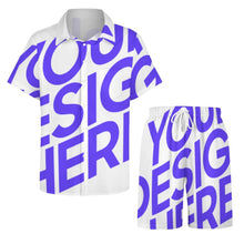 Cargar imagen en el visor de la galería, Conjunto de camisa de manga corta y pantalón corto para hombre B339D1P personalizado con patrón foto texto (impresión de imagen única)