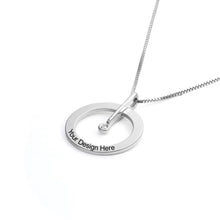 Cargar imagen en el visor de la galería, Collar Círculo Personalizado con Diamante en Plata de Ley / Cobre X0065 Grabado con Texto Nombre