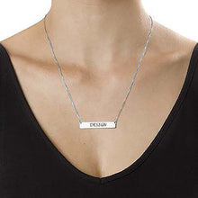 Cargar imagen en el visor de la galería, Collar de Barra Longitud Ajustable en plata de ley 925 chapado de oro rosa de 18K para mujer hombre X0058 Personalizado con texto nombre