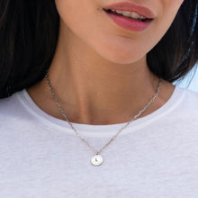Cargar imagen en el visor de la galería, Collar con colgante redondo longitud ajustable en plata de ley 925 chapado de oro rosa de 18K para mujer hombre X0055 Personalizado con texto nombre letra