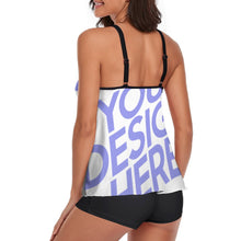 Cargar imagen en el visor de la galería, Tankini / Traje de Baño Sexy de Dos Piezas para Mujeres QZ6072 Personalizado con Impresión Completa de una imagen con Foto Logo Patrón Texto
