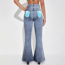 Cargar imagen en el visor de la galería, Pantalones vaqueros/ Jeans elásticos acampanados MC603 (imagen única) personalizados con foto, texto o logo