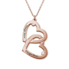 Cargar imagen en el visor de la galería, Collar de Corazón en Corazón con Diamantes para Mujer Hombre Pareja X0066 Grabado Personalizado con Texto Nombre