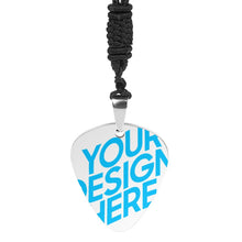 Cargar imagen en el visor de la galería, Collar de acero negro de púa de guitarra para mujer hombre SS1401018 personalizado con texto nombre