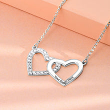 Cargar imagen en el visor de la galería, Collar de Diamantes de Doble Corazón en Plata de Ley 925 / Cobre para Mujer X0093 Grabado Personalizado con Texto Nombre