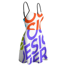 Cargar imagen en el visor de la galería, Vestido de Tirantes con Volantes para mujer NZ002 Personalizado con Impresión Completa de múltiples imágenes con Foto Logo Patrón Texto