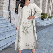 Cargar imagen en el visor de la galería, Conjunto de Vestido sin Mangas y Cárdigan Largo de Moda Elegante Holgado para Mujer STZ Personalizado Impresion Completa de Una Imagen con Foto Logo Patrón Texto