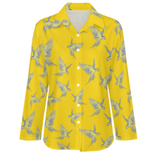 Cargar imagen en el visor de la galería, Camisa / Blusa Casual Básica Manga Larga Cuello en V Dobladillo Irregular Oficina para Mujer AY008 Personalizada con Impresión Completa de múltiples imágenes con Foto Logo Patrón Texto