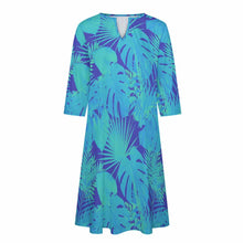 Cargar imagen en el visor de la galería, Vestido Casual de Manga 3/4 con Cuello de Pico y Bolsillo para Mujer BNQ Personalizado Impresion Completa de Una Imagen con Foto Logo Patrón Texto