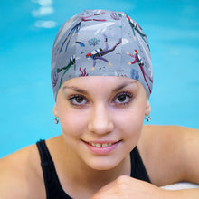 Cargar imagen en el visor de la galería, Gorro de natación con estampado unisex para adulto FS0809022 Personalizado Impresión con Foto Logo Patrón Texto