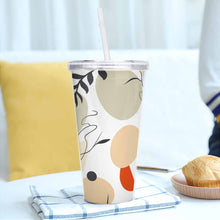 Cargar imagen en el visor de la galería, Copa de paja de plástico de doble capa con tapa y pijita JJ0520062 Personalizada con Foto Logo Patrón Texto