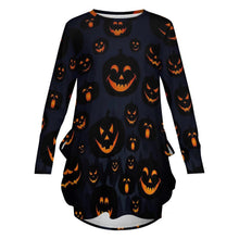 Cargar imagen en el visor de la galería, Vestido Holgado Casual de Dobladillo Irregular Manga Larga con Bolsillo para Mujer AKQ Personalizado Impresion Completa de Múltiples Imágenes con Foto Logo Patrón Texto