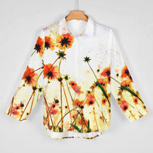 Cargar imagen en el visor de la galería, Blusa / Camisa Informal Manga Larga Botones Dobladillo Irregular Corte Suelto para Mujer AY008 Personalizada con Impresión Completa de una imagen con Foto Logo Patrón Texto