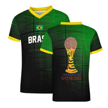 Cargar imagen en el visor de la galería, Camiseta Transpirable de Fútbol Manga Corta Cuello en V para Hombre 3Z06 Personalizada con Impresión Completa de Múltiples Imágenes con Foto Logo Patrón Texto