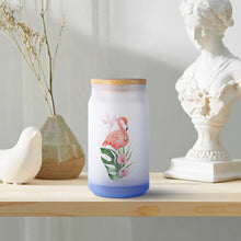 Cargar imagen en el visor de la galería, Vaso de Vidrio Esmerilado Vaso para Beber Vaso de Cerveza con Tapa de Madera para té, hielo, soda, café JJ0520152 Personalizado con impresión completa de una imagen con Foto Logo Patrón Texto