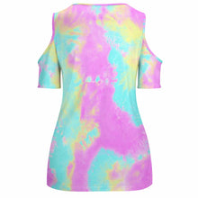 Cargar imagen en el visor de la galería, Camiseta de Manga Corta con Cuello en U Hombros Descubiertos para mujer ACT Personalizada con Impresión Completa de una imagen con Foto Logo Patrón Texto
