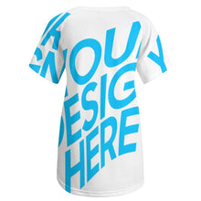 Cargar imagen en el visor de la galería, Camiseta larga cuello redondo manga corta talla grande para mujer AQT Personalizada con Impresión Completa de una imagen con Foto Logo Patrón Texto