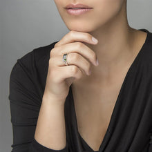 Cargar imagen en el visor de la galería, Anillo Doble de Plata de ley 925 para Mujer con circonitas cúbicas J0011 Personalizado grabado con texto nombre letras