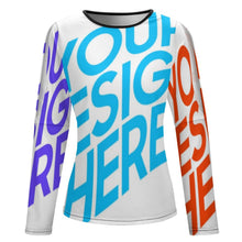 Cargar imagen en el visor de la galería, Blusa Camisa de manga larga con hombros descubiertos Sexy de mujer NZ150 Personalizada con impresión completa de múltiples imágenes con Foto Logo Patrón Texto