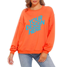 Cargar imagen en el visor de la galería, Sudadera holgada con cuello redondo y hombros caídos para mujer 100% algodón casual NZ2205148 A-071Personalizado Personalizada con Foto, Texto o Logo