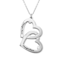 Cargar imagen en el visor de la galería, Collar de Corazón en Corazón con Diamantes para Mujer Hombre Pareja X0066 Grabado Personalizado con Texto Nombre