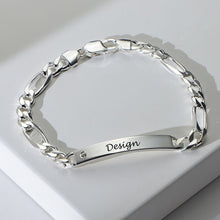 Cargar imagen en el visor de la galería, Pulsera de plata de ley 925 para mujer hombre con tira de circonitas chapada en oro rosa S0007 Personalizada Grabada con Texto Nombre