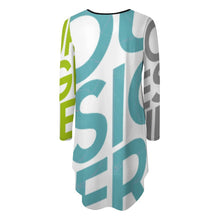 Cargar imagen en el visor de la galería, Vestido dobladillo irregular manga larga para mujer NZ013 Personalizado con Impresión Completa de múltiples imágenes con Foto Logo Patrón Texto