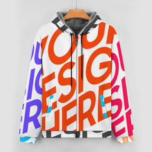 Cargar imagen en el visor de la galería, Sudadera con capucha de forro polar con cremallera completa para hombre WZIP personalizado con patrón foto texto (impresión de imágenes múltiples)