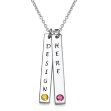 Cargar imagen en el visor de la galería, Collar con Colgante Rectángulo Piedra de Nacimiento Longitud Ajustable en Plata de Ley 925 Chapado en Oro Rosa de 18K para mujer hombre X0049 Personalizado con texto nombre