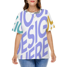 Cargar imagen en el visor de la galería, Camiseta casual manga corta talla grande para mujer A562 Personalizada con Impresión Completa de múltiples imágenes con Foto Logo Patrón Texto
