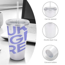 Cargar imagen en el visor de la galería, Copa de paja de plástico de doble capa con tapa y pijita JJ0520062 Personalizada con Foto Logo Patrón Texto