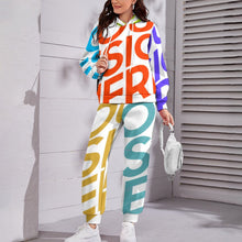 Cargar imagen en el visor de la galería, Conjunto de sudadera con capucha casual para mujer 4T03 Personalizado con Impresión Completa de múltiples imágenes con Foto Logo Patrón Texto