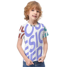 Cargar imagen en el visor de la galería, Camiseta estampada suave manga corta para niños ET023 Personalizada con Impresión Completa de múltiples imágenes con Foto Logo Patrón Texto

