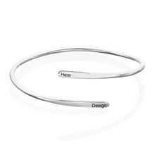 Cargar imagen en el visor de la galería, Brazalete / Pulsera Abierta Ajustable en plata de ley 925 con letras para mujer hombre S0014 Personalizada Grabada con Texto Nombre