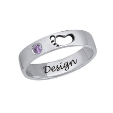 Cargar imagen en el visor de la galería, Anillo de Pies de Bebé con Grabado Interior de Plata en Baño de Oro / Oro Rosa J0021 Personalizado con Texto Nombre