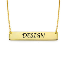 Cargar imagen en el visor de la galería, Collar de Barra Longitud Ajustable en plata de ley 925 chapado de oro rosa de 18K para mujer hombre X0058 Personalizado con texto nombre