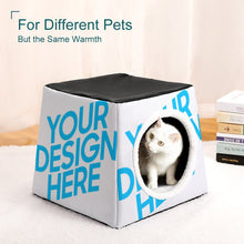 Cargar imagen en el visor de la galería, Acogedora cama para mascotas nido de cuevas para dormir para gatos y perros pequeños Personalizada con Foto Texto o Logo