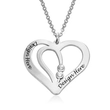 Cargar imagen en el visor de la galería, Collar de Corazón Entrelazados con Circonitas Cúbicas para Mujer de Plata 925 / Cobre Chapado de Oro X0075 Grabado Personalizado con Texto Nombre