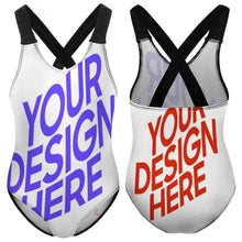 Cargar imagen en el visor de la galería, Bañador moda niña NT018 personalizado con patrón foto texto (impresión de imágenes múltiples)