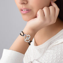 Cargar imagen en el visor de la galería, Pulsera de Cordón con Corazones de Plata 925 / Cobre Chapado en oro 18k S0030 Personalizada Grabada con Texto Nombre